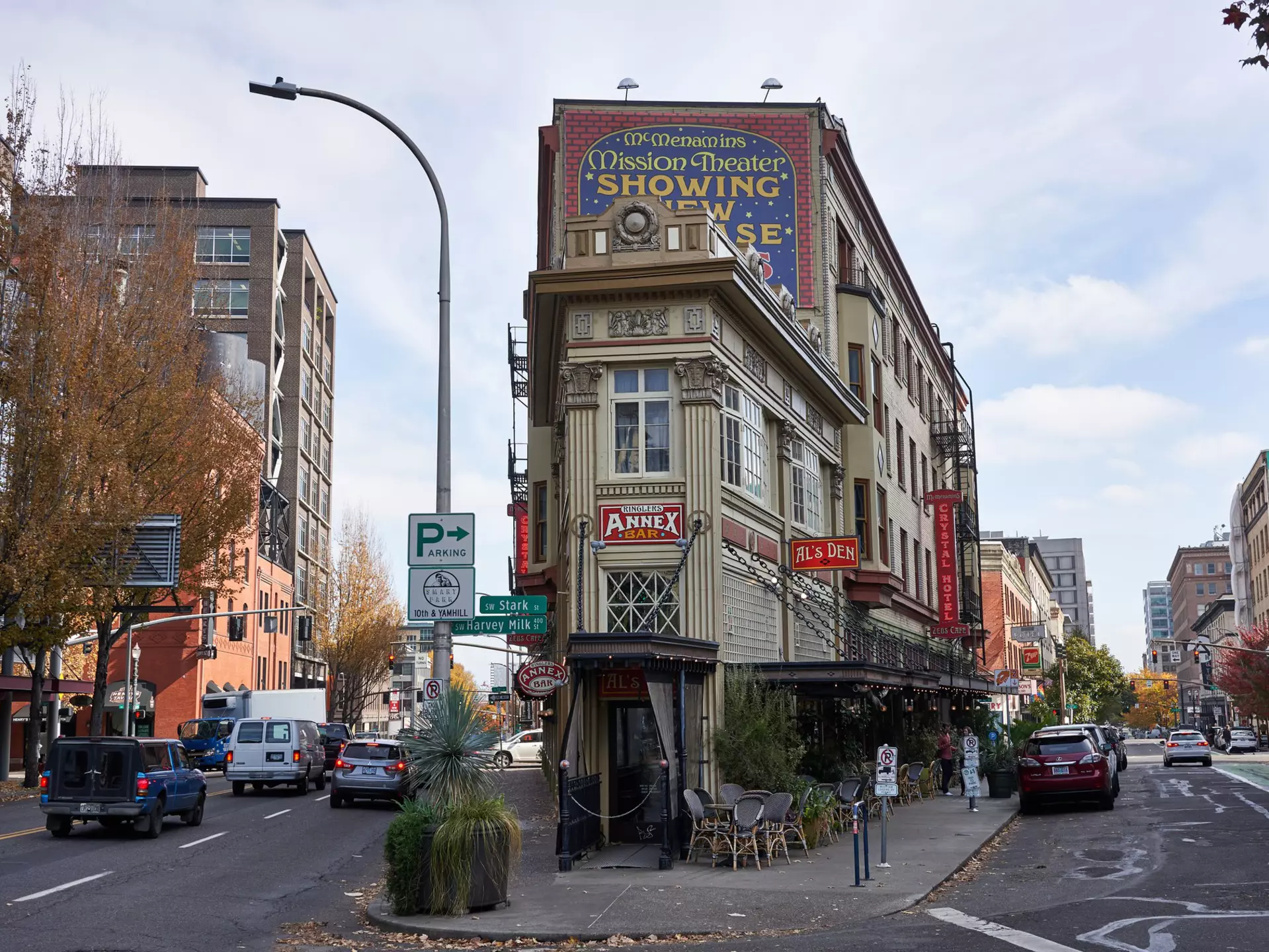  The Flatiron Building, also known as Ringlers Annex and Espresso Bar, a historic two-story building that sits at the end of a triangular lot in downtown Portland