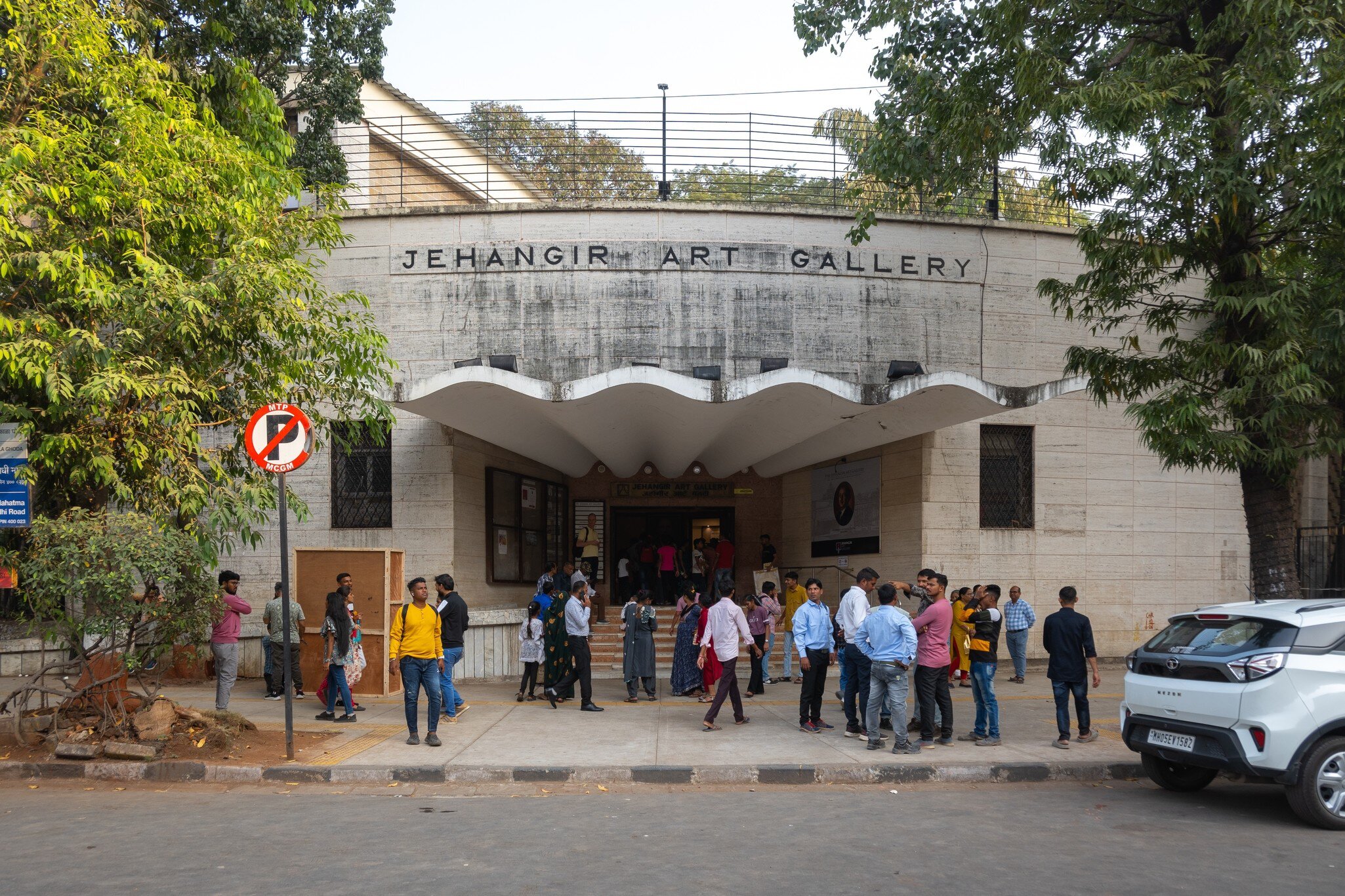 People visiting Jehangir Art Gallery in Mumbai, Maharashtra, India. 