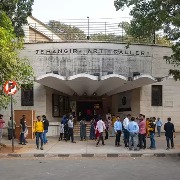 People visiting Jehangir Art Gallery in Mumbai, Maharashtra, India. 