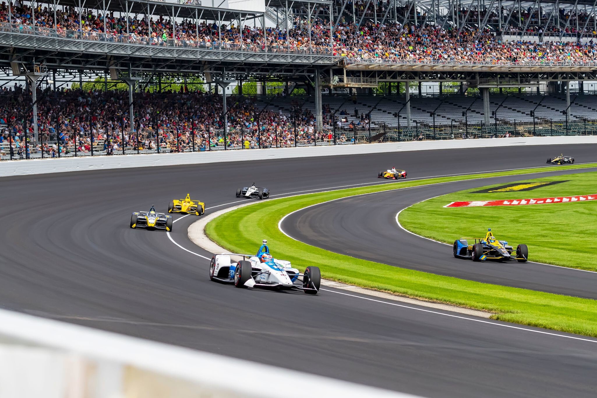 May 24, 2019 Indianapolis, IN: FELIX ROSENQVIST (R) (10) of Sweden prepares to practice for the Indianapolis 500 at Indianapolis Motor Speedway in Indianapolis, Indiana.