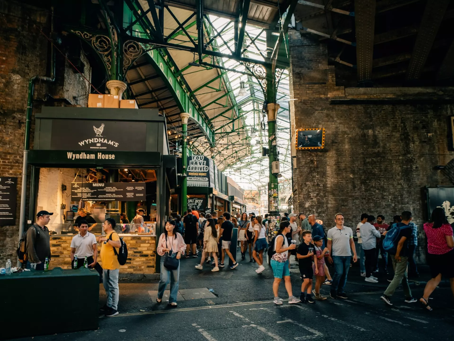 Interior view of London's famous Borough Market.