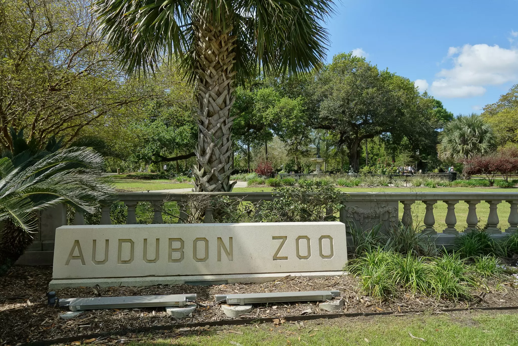 View of the entrance to Audubon Zoo in New Orleans, Louisiana.