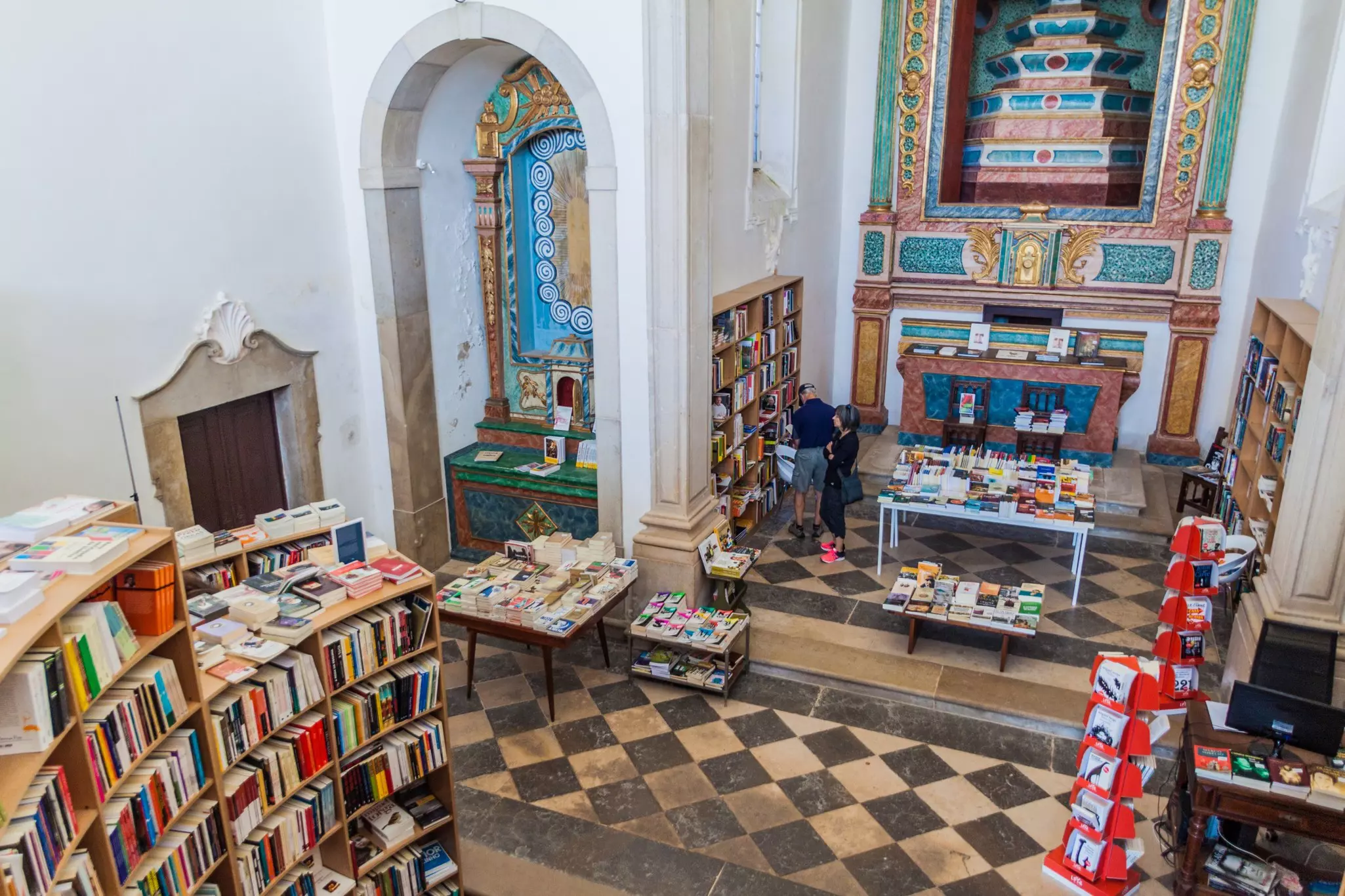OBIDOS, PORTUGAL - OCTOBER 12, 2017: Interior of Livraria de Santiago bookstrore housed in an old church in Obidos village, Portugal, License Type: media_digital, Download Time: 2024-11-25T18:24:39.000Z, User: bhealy950, Editorial: true, purchase_order: 65050 - Digital Destinations and Articles, job: Lonely Planet Online Editorial, client: Best day trips from Lisbon, other: Brian Healy