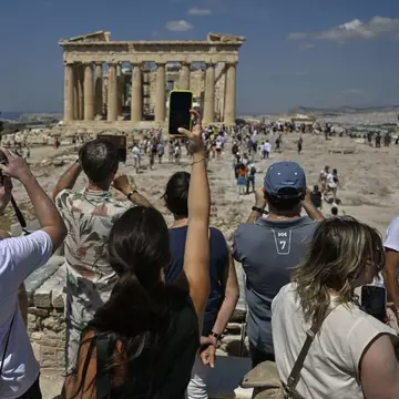The Parthenon Temple at the Acropolis, trialling the number of visitors permitted on site  © Louisa Gouliamaki/AFP via Getty Images