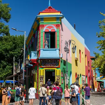 Colorful buildings in El Caminito, Buenos Aires, Argentina.