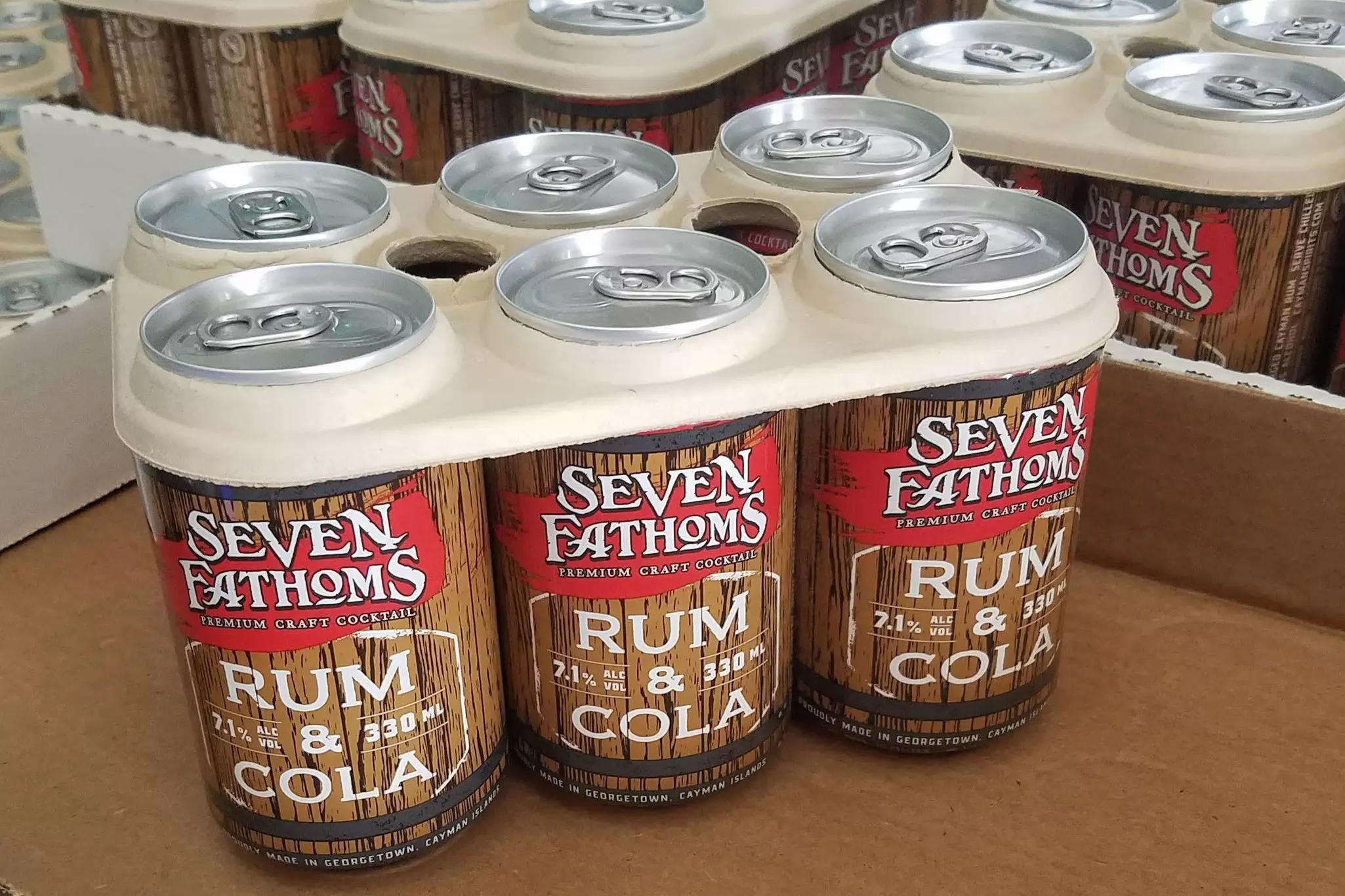 A six-pack of rum and cola from Cayman Islands Spirits