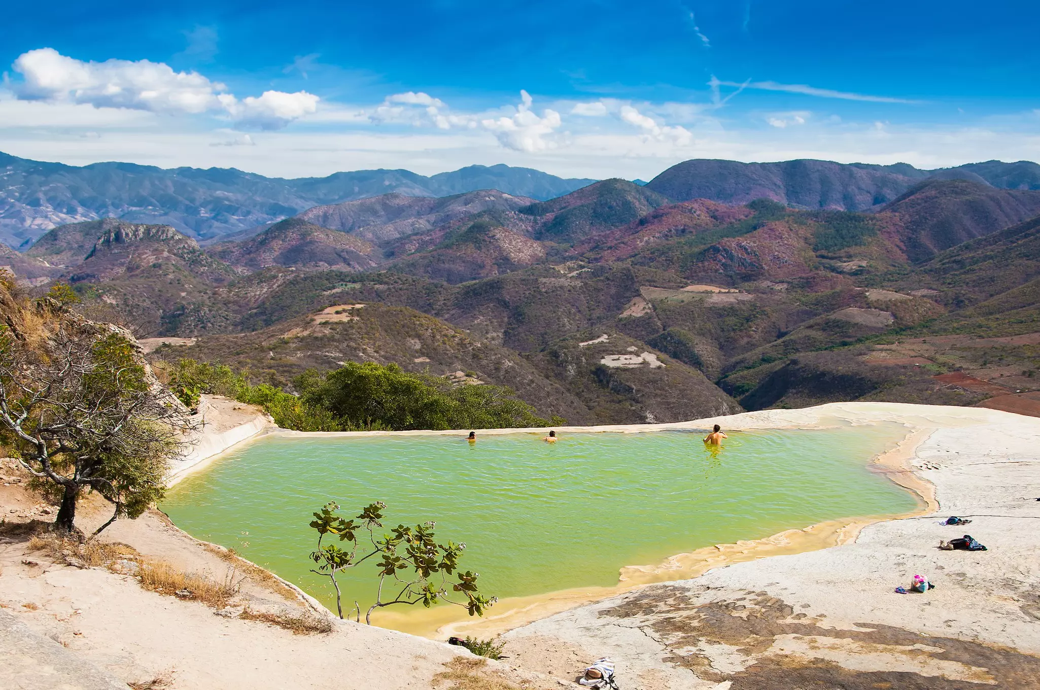 Thermal Mineral Spring Hierve el Agua, natural rock formations in Oaxaca, Mexico