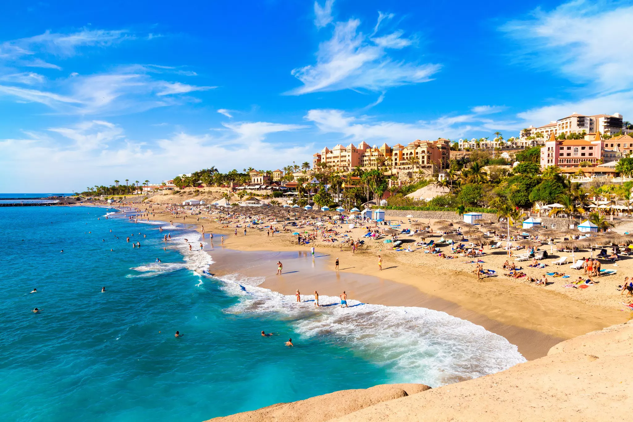 El Duque beach and coastline in Tenerife.
