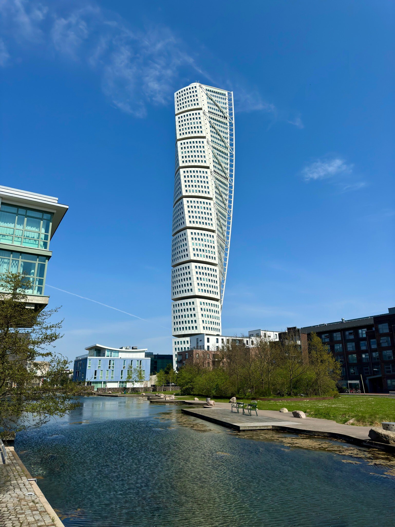 MALMO, SWEDEN - MAY 1, 2024: Turning Torso skyscraper is the second tallest building in Scandinavia with 190 metres and the most recognizable landmark for Malmo., License Type: media, Download Time: 2025-02-13T13:47:29.000Z, User: Ppeterson948, Editorial: true, purchase_order: 56530 - Guidebooks, job: Global Publishing WIP , client: Global Publishing WIP , other: Pia Peterson Haggarty