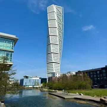 MALMO, SWEDEN - MAY 1, 2024: Turning Torso skyscraper is the second tallest building in Scandinavia with 190 metres and the most recognizable landmark for Malmo., License Type: media, Download Time: 2025-02-13T13:47:29.000Z, User: Ppeterson948, Editorial: true, purchase_order: 56530 - Guidebooks, job: Global Publishing WIP , client: Global Publishing WIP , other: Pia Peterson Haggarty