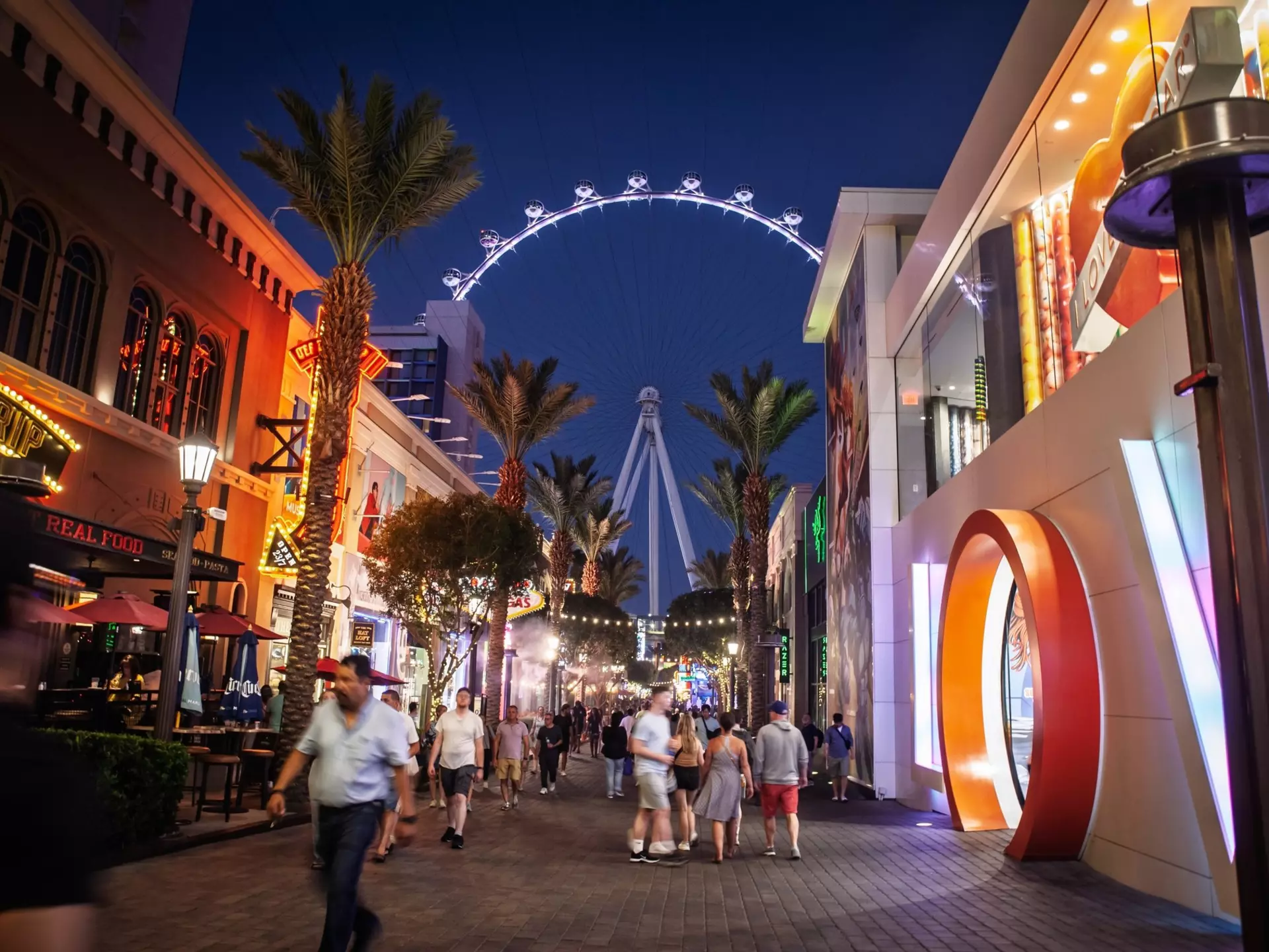 A summer evening on the Linq Promenade, Las Vegas. BalkansCat/Shutterstock