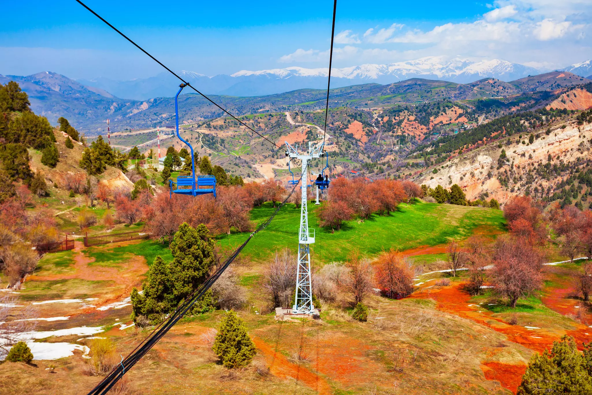 Cable Car to the Beldersay Mountain in Chimgan region near Taskent city, Uzbekistan