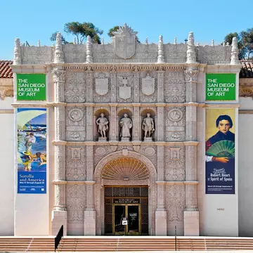 San Diego, USA- June 11, 2014: The San Diego Museum of Art is a fine arts museum located in Balboa Park in San Diego. The museum building was designed in a plateresque style to harmonize with existing structures from the Panama–California Expositi...