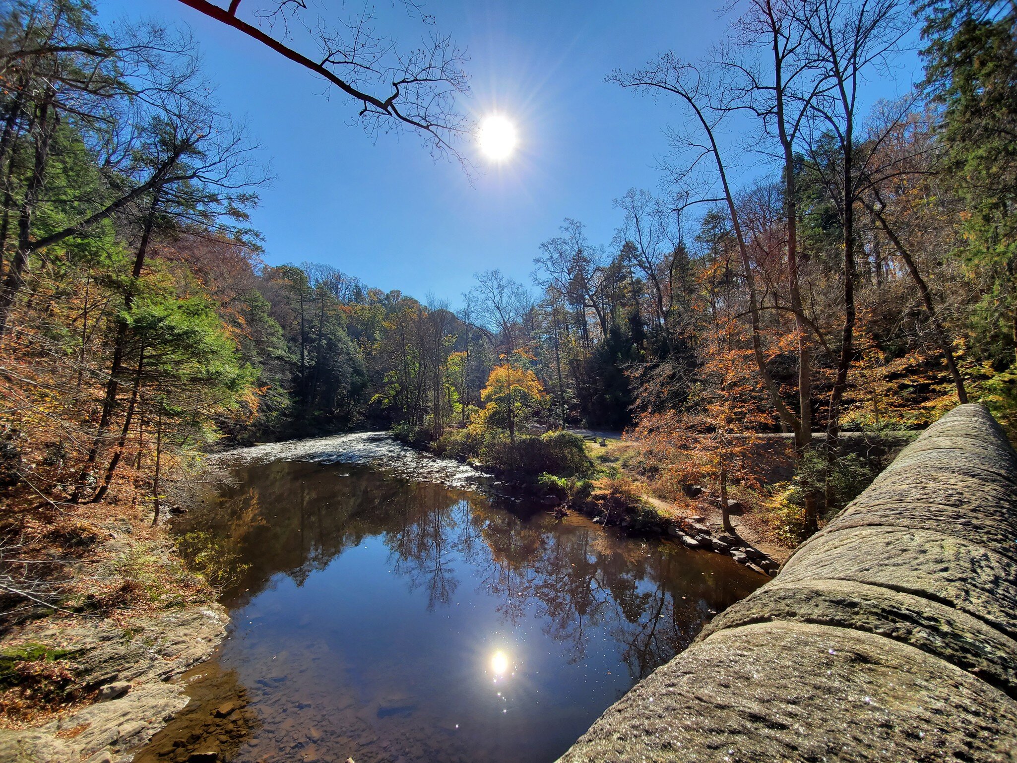 Wissahickon Creek in Wissahickon Valley Park. The view of the Wissahickon Creek shots in November 2019.