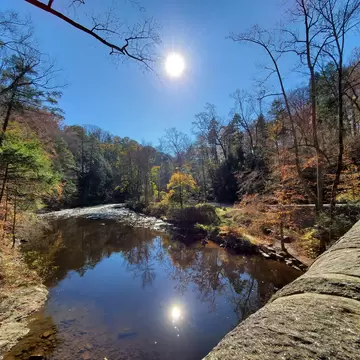 Wissahickon Creek in Wissahickon Valley Park. The view of the Wissahickon Creek shots in November 2019.