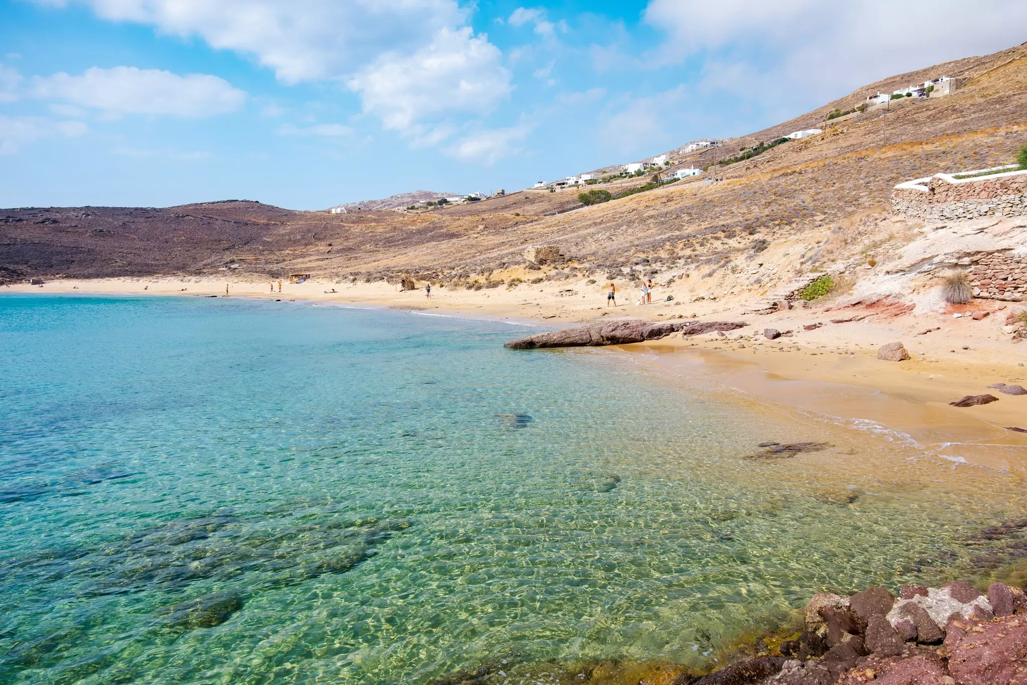 Pristine bay with blue sea and crystal water in Greece
