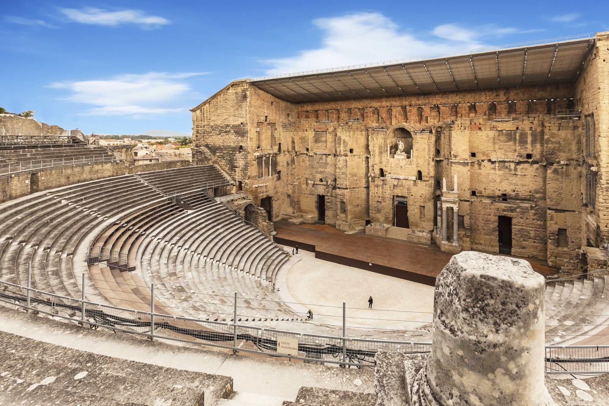 Inside the Orange Amphitheatre (Théâtre antique d'Orange) in Provence, France.