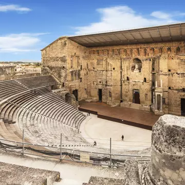 Inside the Orange Amphitheatre (Théâtre antique d'Orange) in Provence, France.