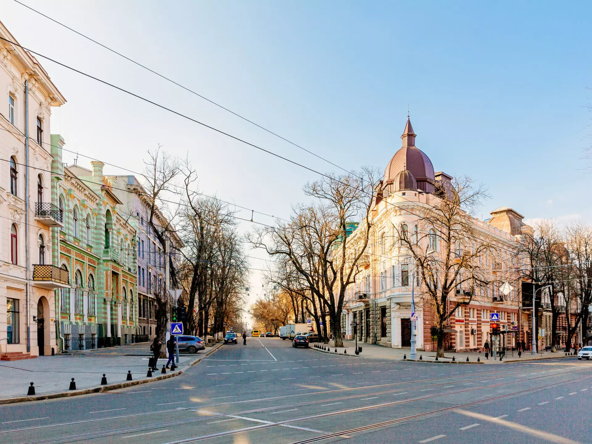 Street in the historic center of Odessa, Ukraine