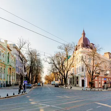 Street in the historic center of Odessa, Ukraine