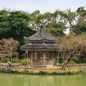 Naha, Okinawa, Japan - January 7 2016: Chinese-style hexagonal pavilion in Shikinaen garden., License Type: media, Download Time: 2026-06-02T18:23:12.000Z, User: LP_NZhan, Editorial: true, purchase_order: 65050 - Digital Destinations and Articles, job: App Content, client: Lonely Planet App, other: Nadine Zhan