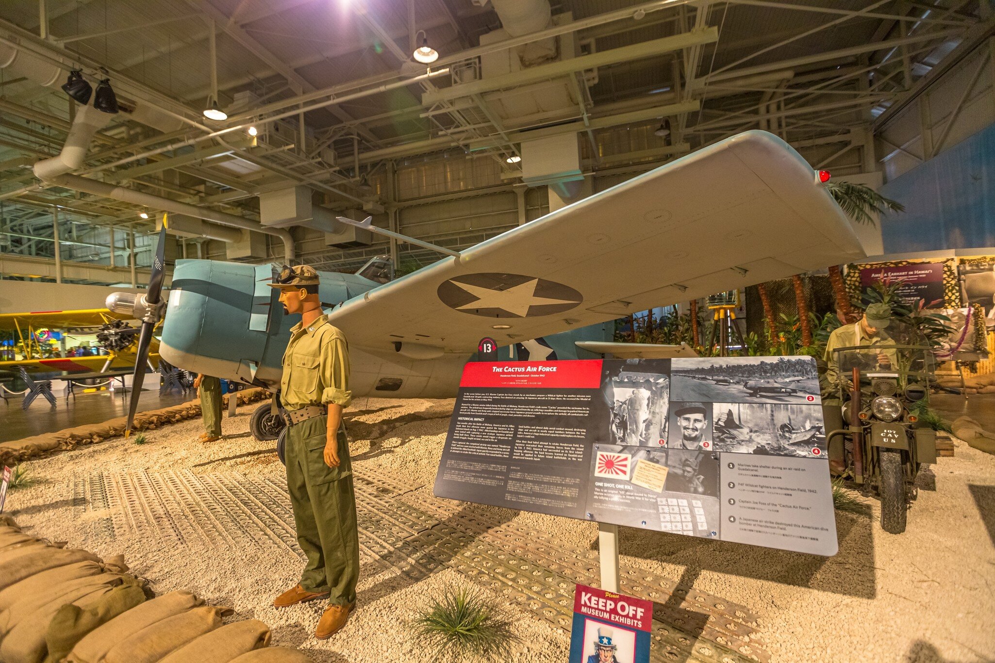 Honolulu, Oahu, Hawaii, United States - August 2016: American Grumman F4F-3 Wildcat Fighter of 1942 in Hangar 37 of the Pearl Harbor Aviation Museum of Hawaii. American aircraft served in World War 2.; Shutterstock ID 2138338177;
