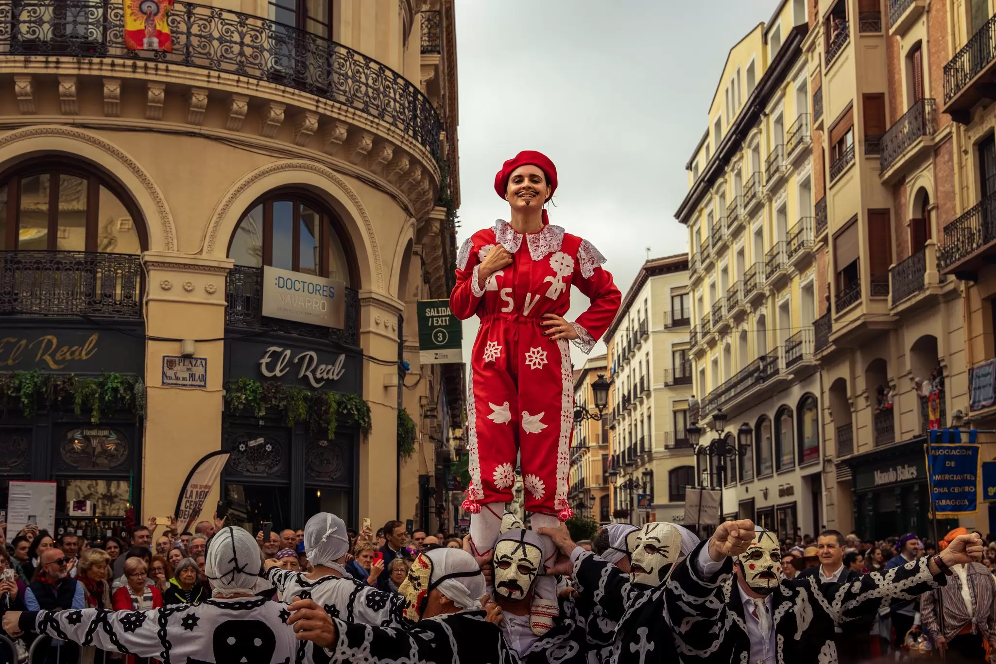 Performers in colorful costumes perform at the Fiestas del Pilar celebrations in October in Zaragoza, Spain.