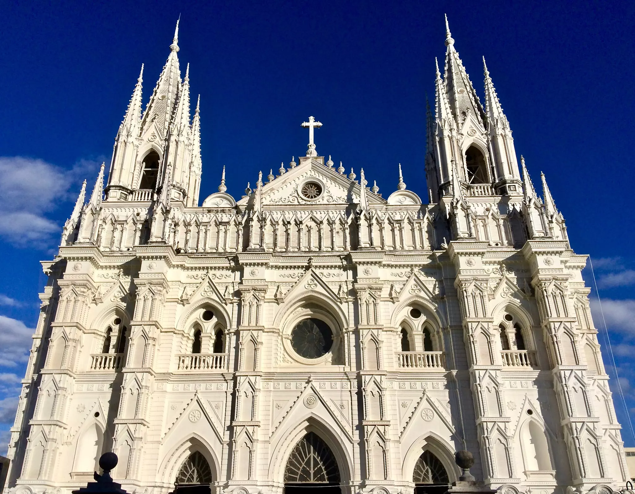 The grand facade of the Catedral de Santa Ana, El Salvador.