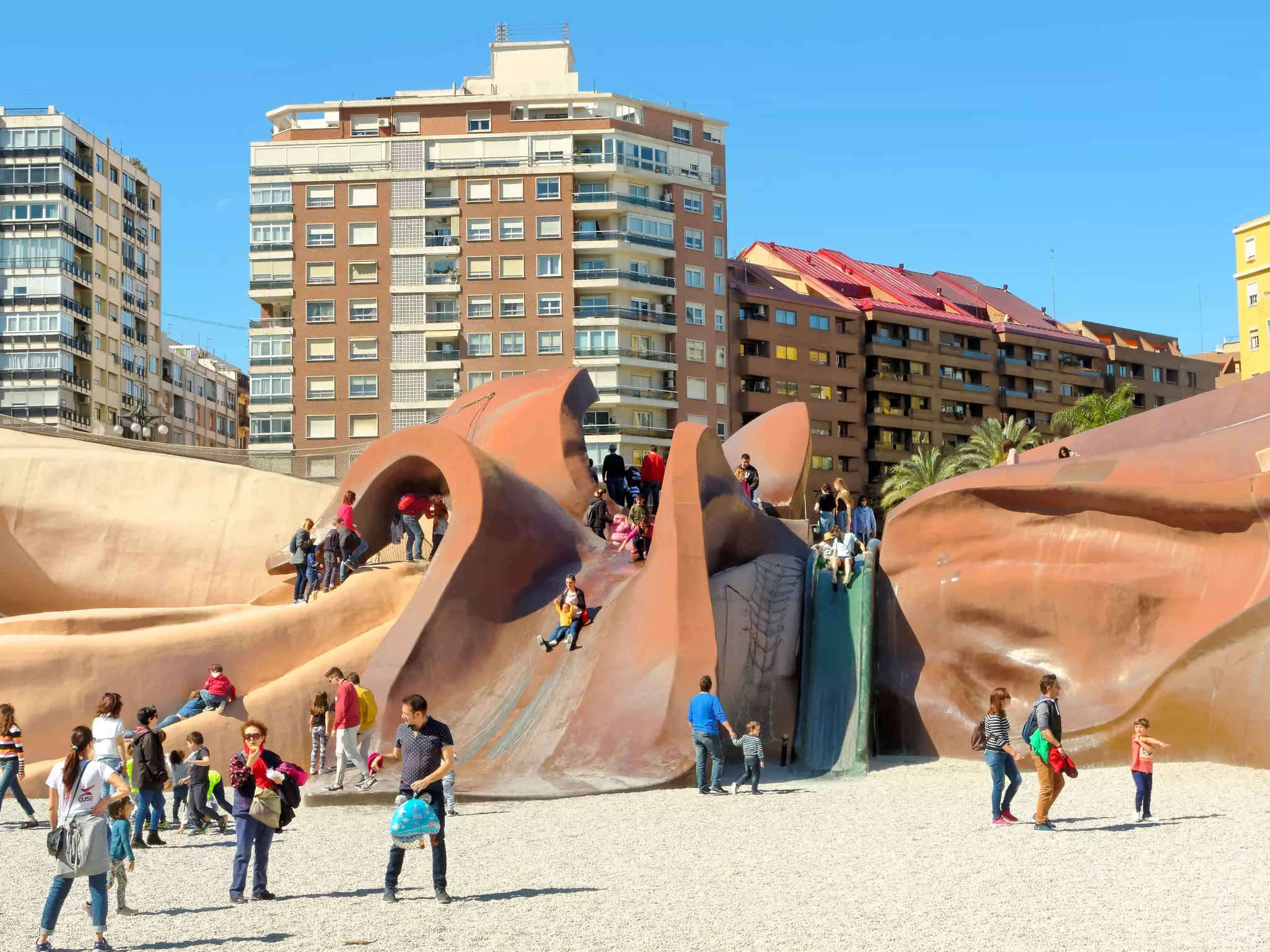 Children playing at Gulliver Park in Valencia, Spain.