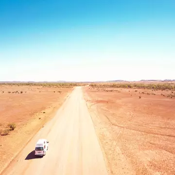Car driving through the outback, Australia