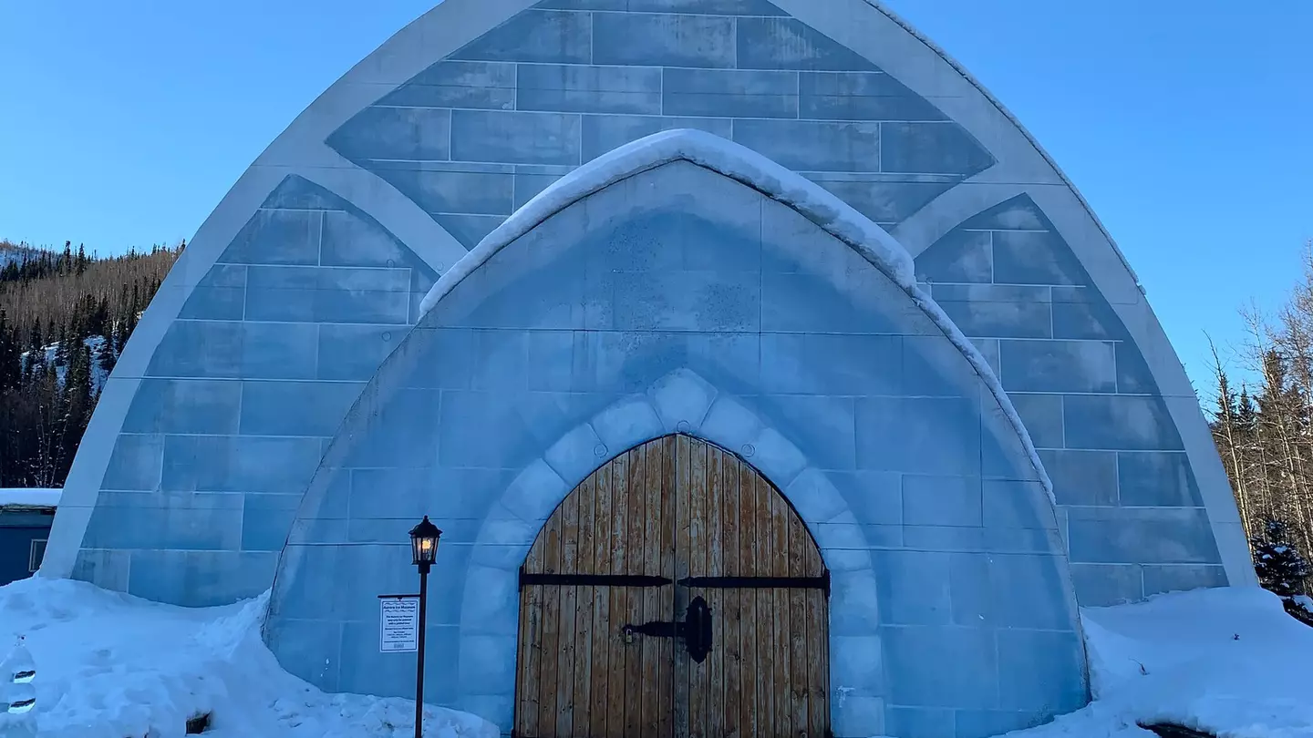 March 5 2017 : Chena Hot Springs Resort, Fairbanks, Alaska : In front of Aurora Ice Museum during winter, Fairbanks, Alaska, USA