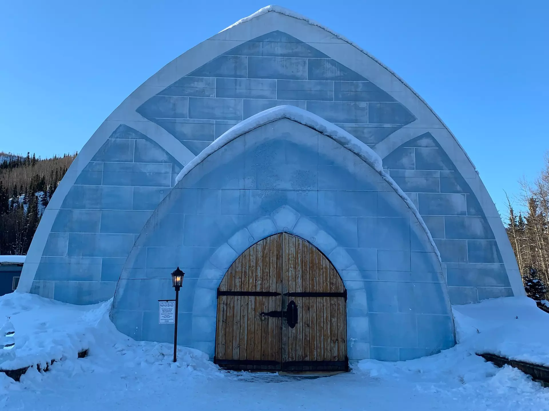 March 5 2017 : Chena Hot Springs Resort, Fairbanks, Alaska : In front of Aurora Ice Museum during winter, Fairbanks, Alaska, USA