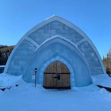 March 5 2017 : Chena Hot Springs Resort, Fairbanks, Alaska : In front of Aurora Ice Museum during winter, Fairbanks, Alaska, USA