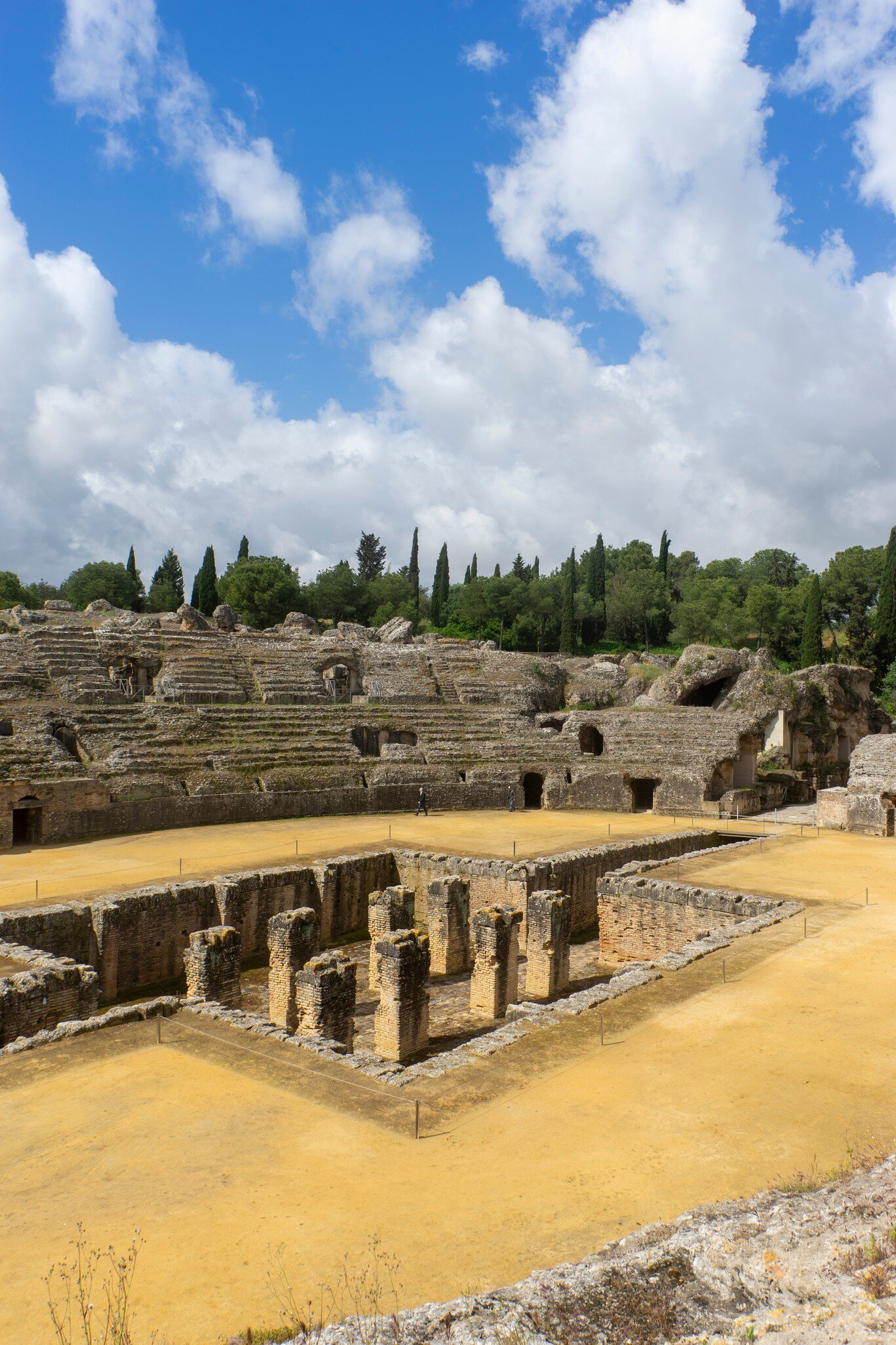 Ruins of the Roman amphitheater of Itálica near Seville, Spain.