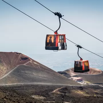 Funivia del Etna cable railway to Etna volcano. Sicily, Italy