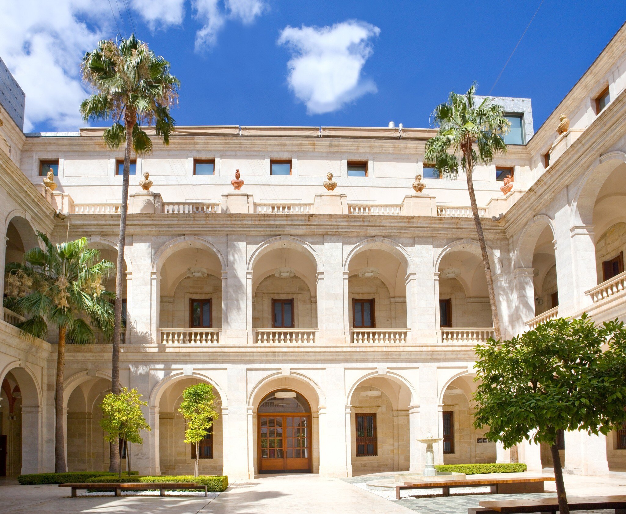 Exterior view of the Palacio de la Aduana, housing the Museo de Málaga in Spain.