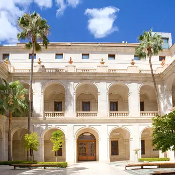 Exterior view of the Palacio de la Aduana, housing the Museo de Málaga in Spain.