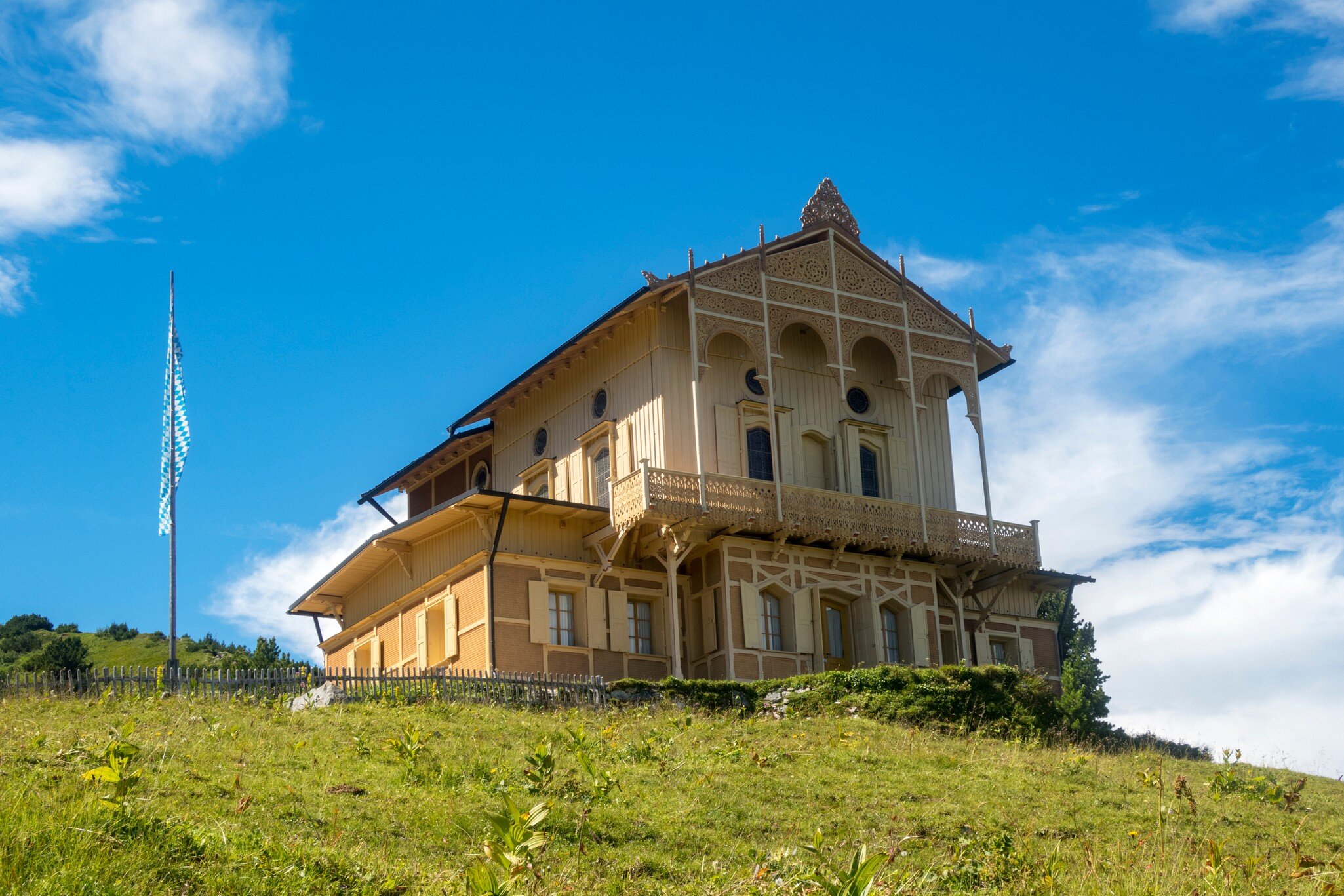 The Königshaus am Schachen sits high above treeline in the German Alps. 