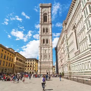 Giotto's bell tower at the Piazza del Duomo in Florence