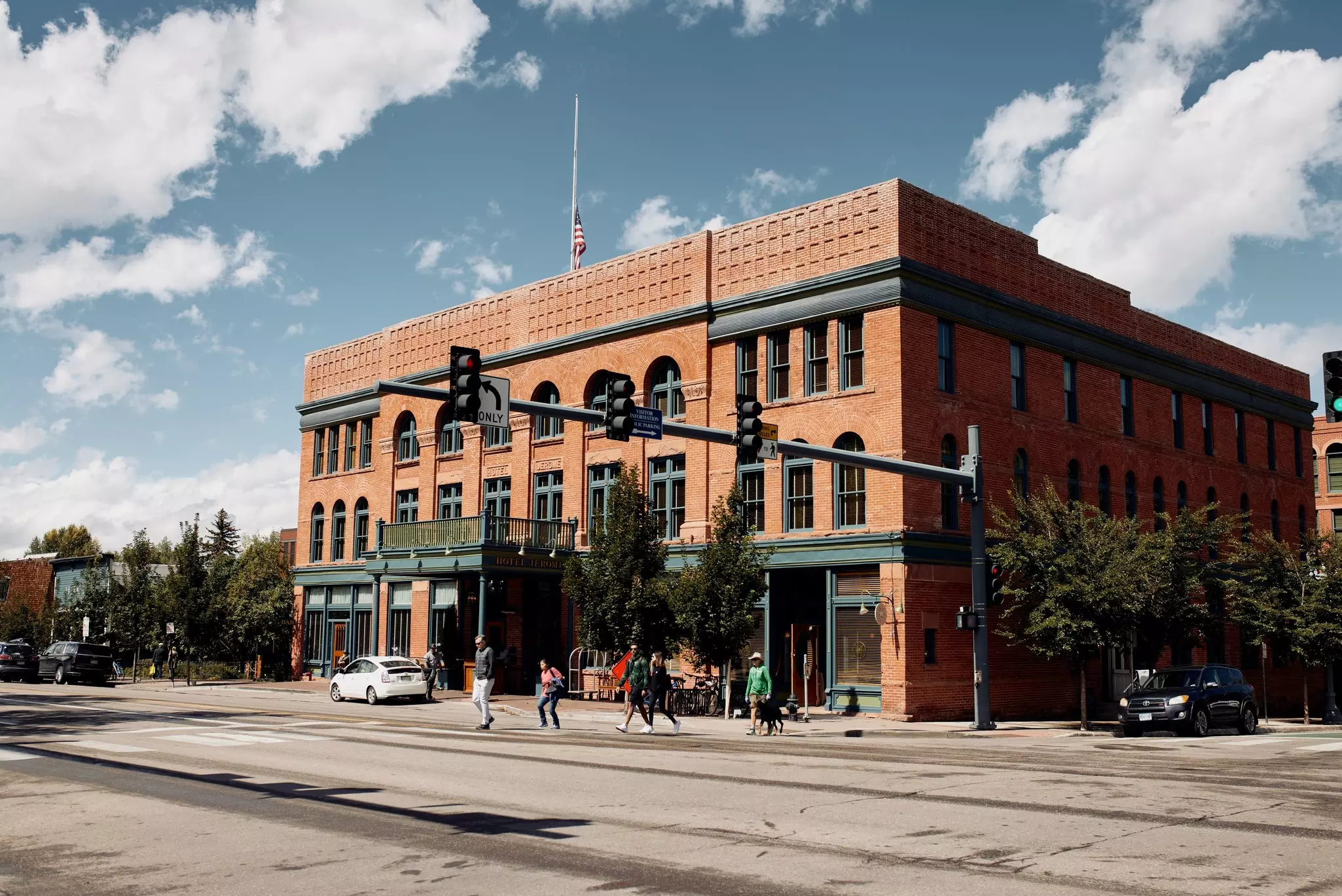 Exterior of historic Hotel Jerome in Downtown Aspen