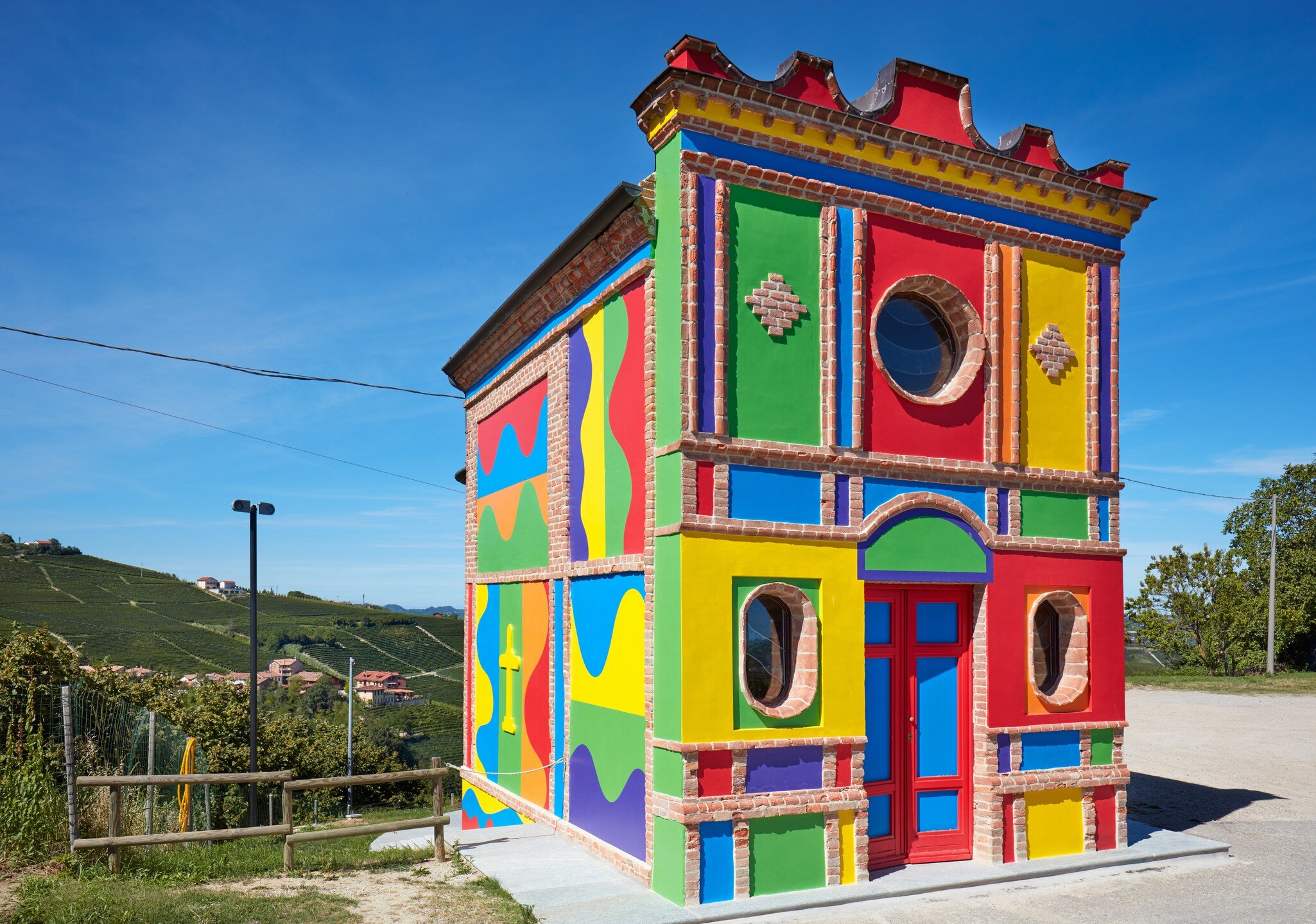 August 6, 2016: Cappella del Barolo, a little colourful church by Sol Lewitt on a summer's day.