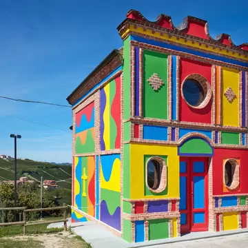 August 6, 2016: Cappella del Barolo, a little colourful church by Sol Lewitt on a summer's day.