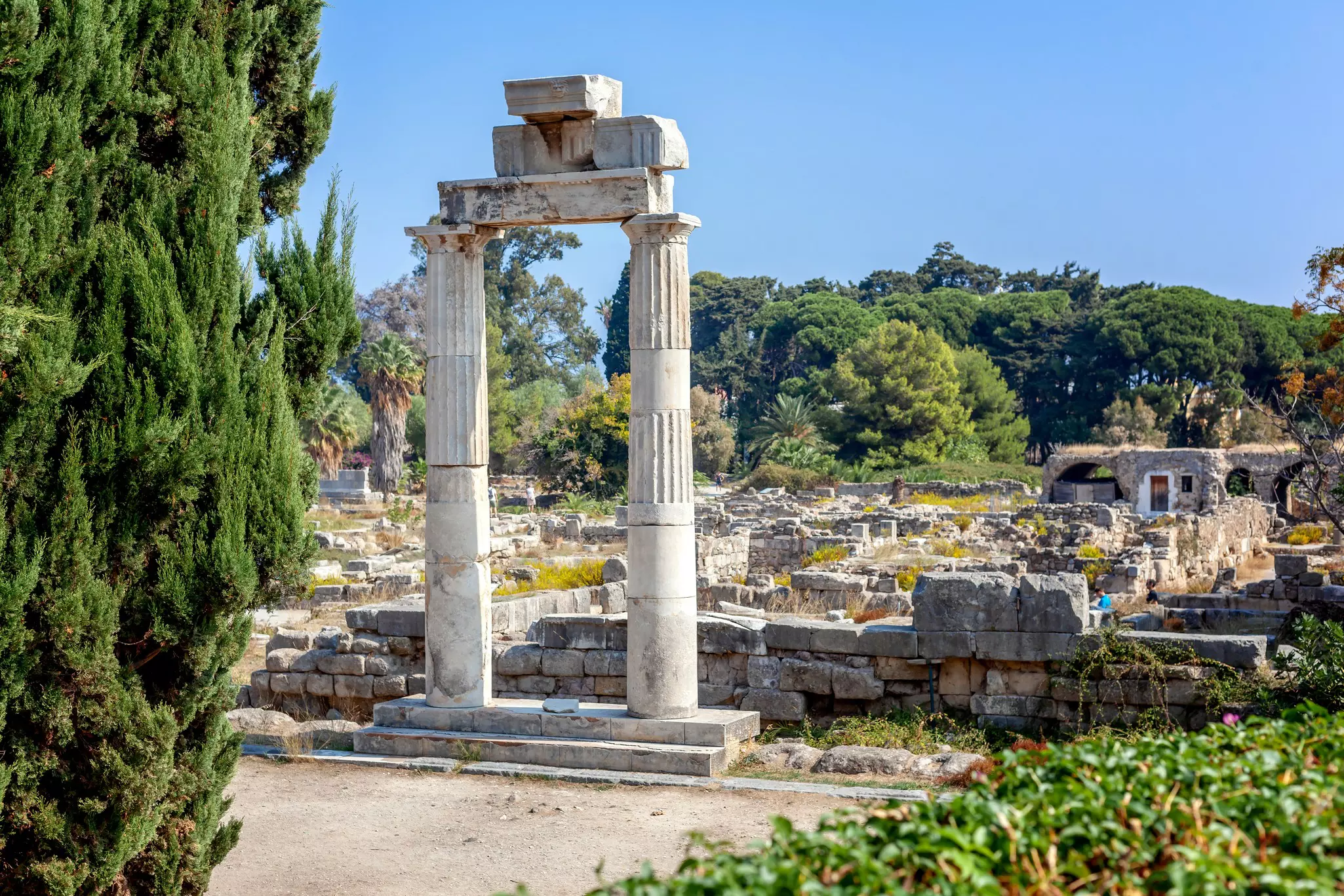 Ruins of a Greek temple on a sunny day