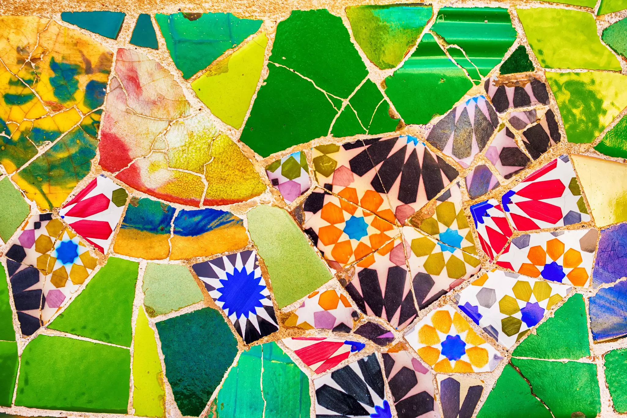 Gaudi's vibrantly colored tiles of Park Güell