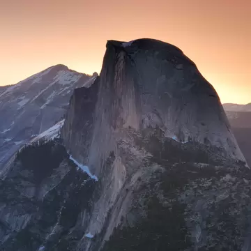 Half Dome at sunrise in Yosemite National Park.