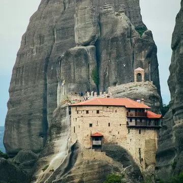 View of Moni Agiou Nikolaou Anapafsa (Agios Nikolaos Anapafsas Monastery) in Meteora, Greece.