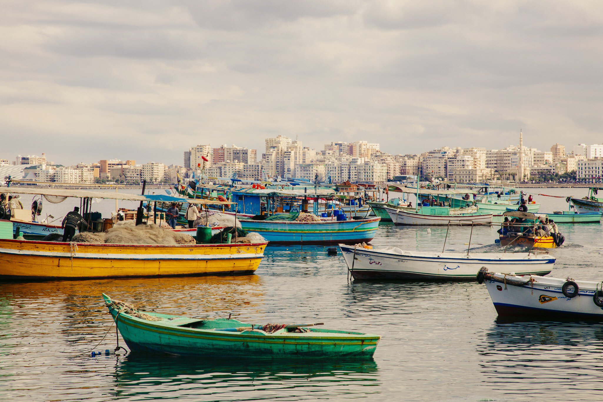 Boats in harbour, Alexandria, Egypt