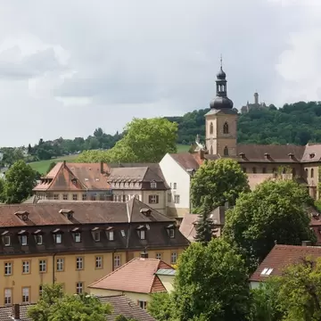 Wide view of the Cathedral (Bamberger Dom) in Bamberg, Germany.                          