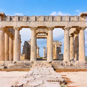 Temple of Aphaea in Aegina Island,  Greece. Ancient greek architecture