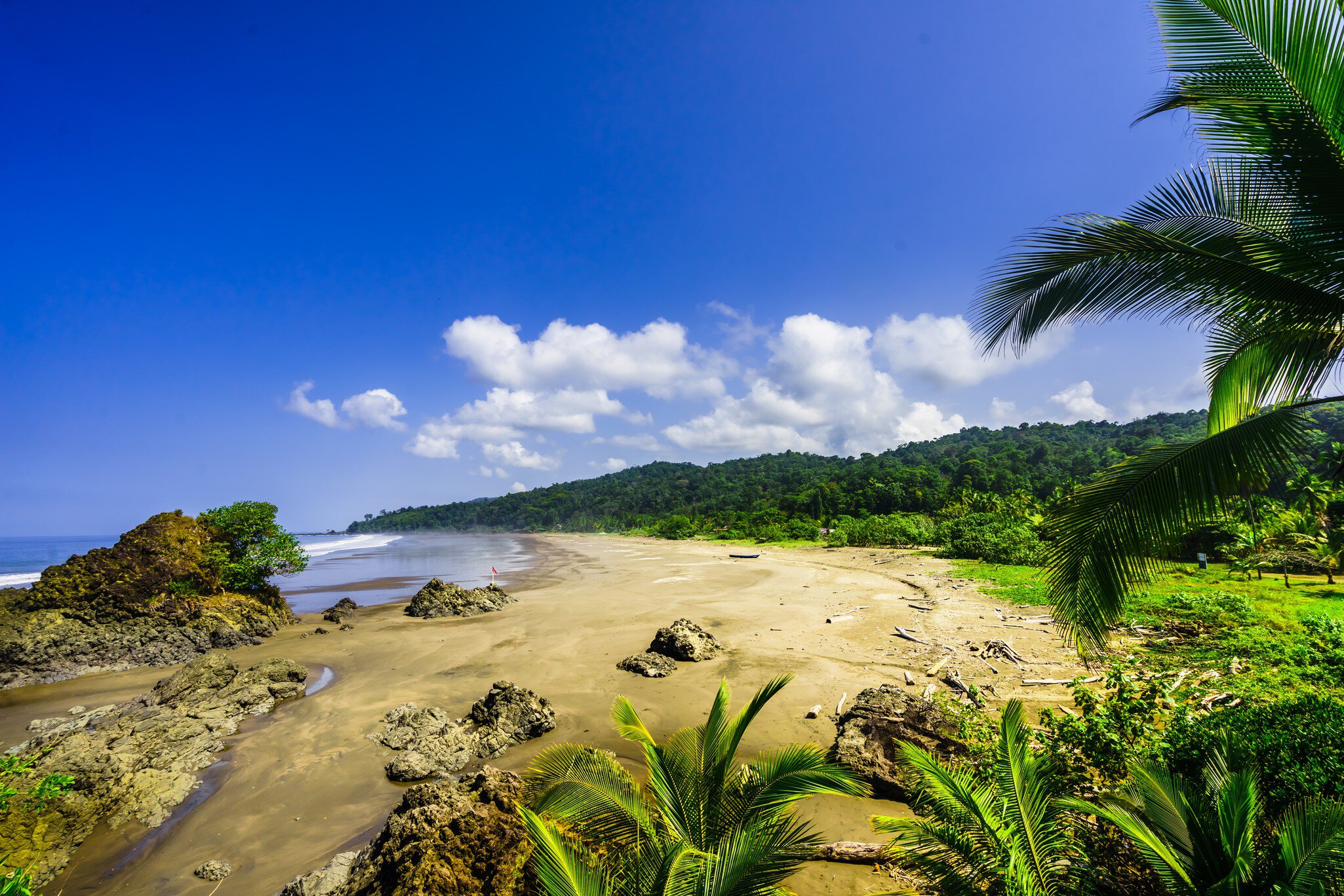 Tropical beach Almejal at the pacific coast next to El Valle in Choco region of Colombia